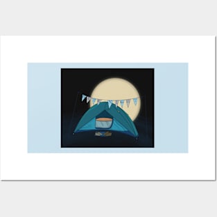 Camping Date Night Illustration Posters and Art